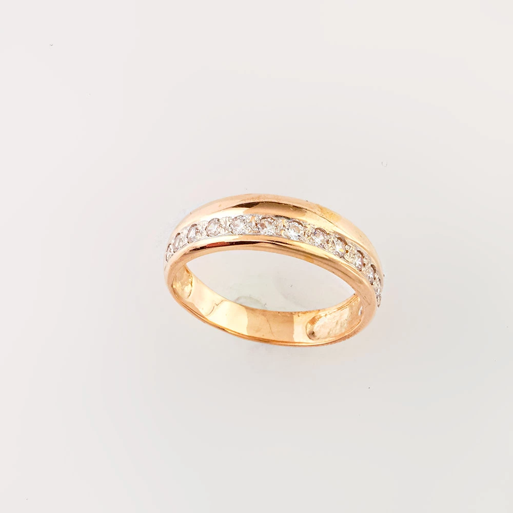 Кольцо с фианитом из красного золота 585 пробы