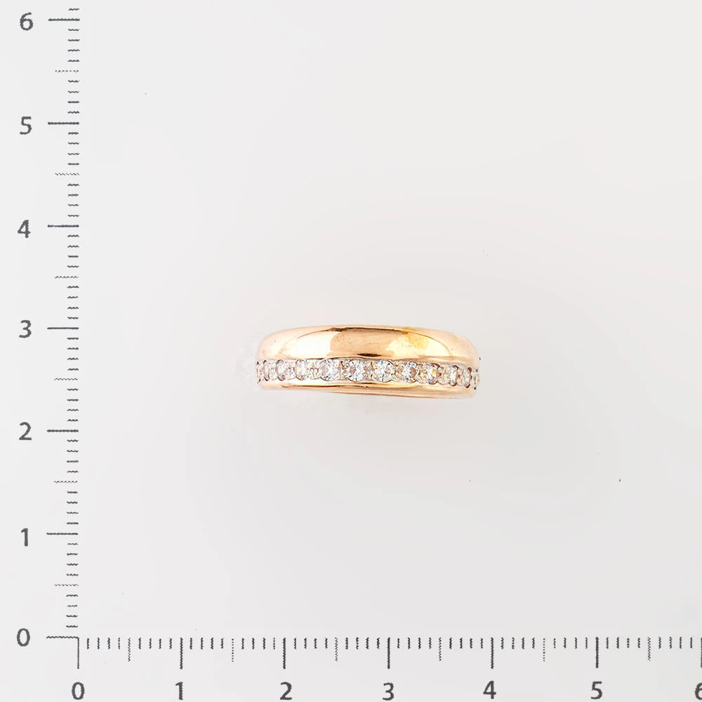 Кольцо с фианитом из красного золота 585 пробы