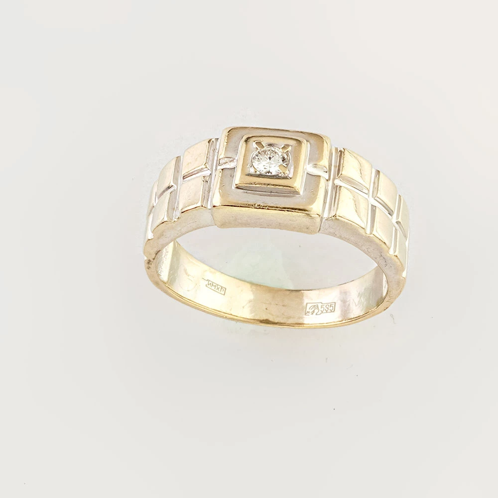 Кольцо с бриллиантом из белого золота 585 пробы