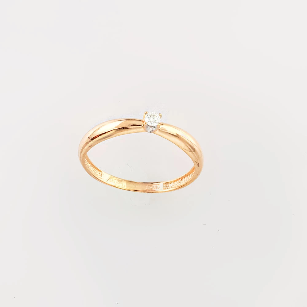 Кольцо с бриллиантом из красного золота 585 пробы