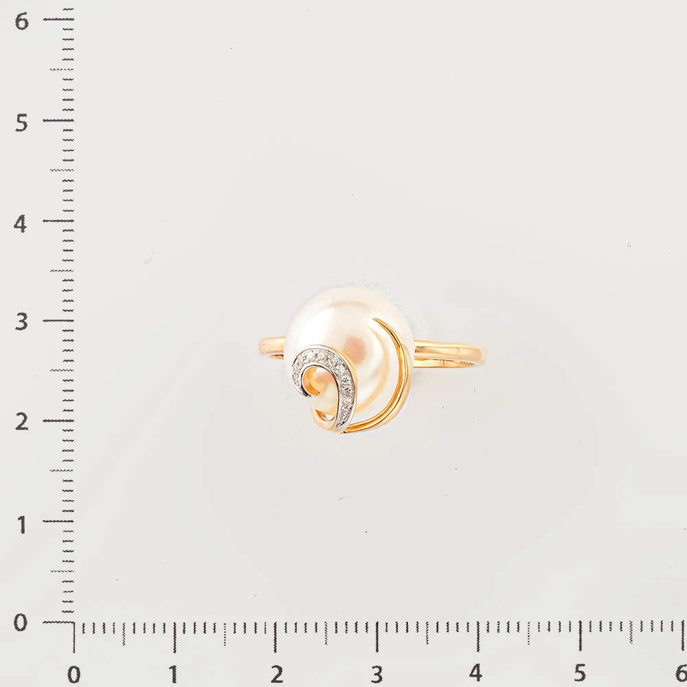 Кольцо с культивированным жемчугом из красного золота 585 пробы