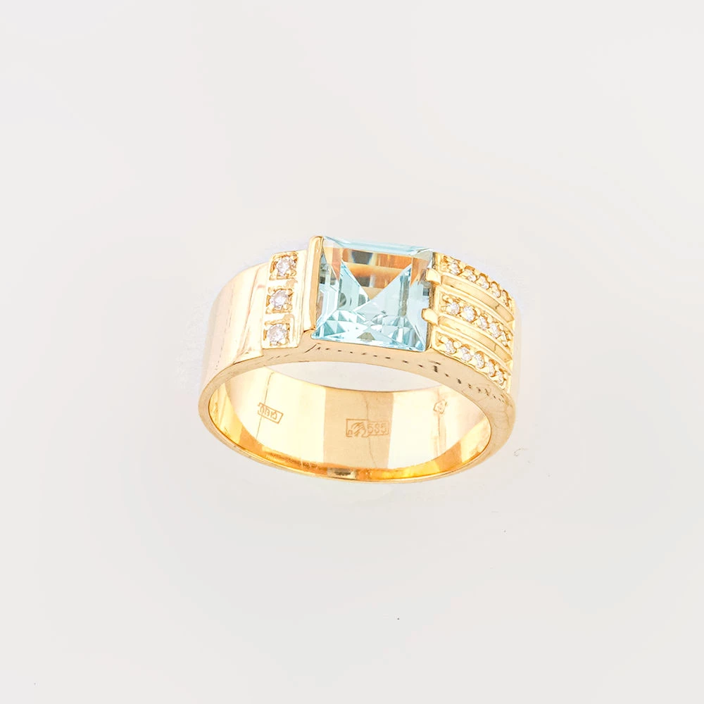 Кольцо с топазом из красного золота 585 пробы