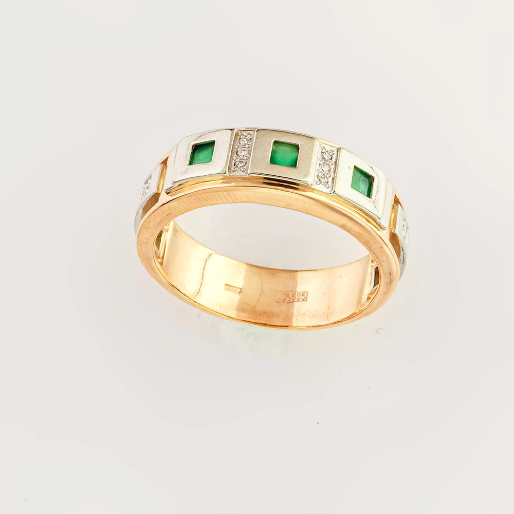 Кольцо с агатом из красного золота 585 пробы