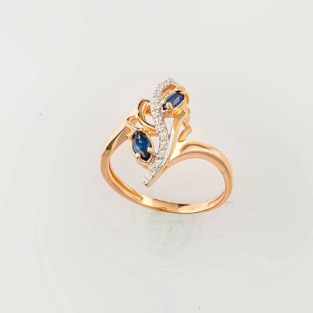 Кольцо с сапфиром из красного золота 585 пробы