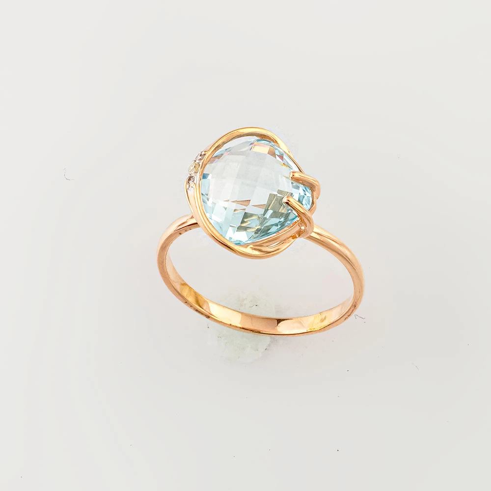 Кольцо с топазом из красного золота 585 пробы