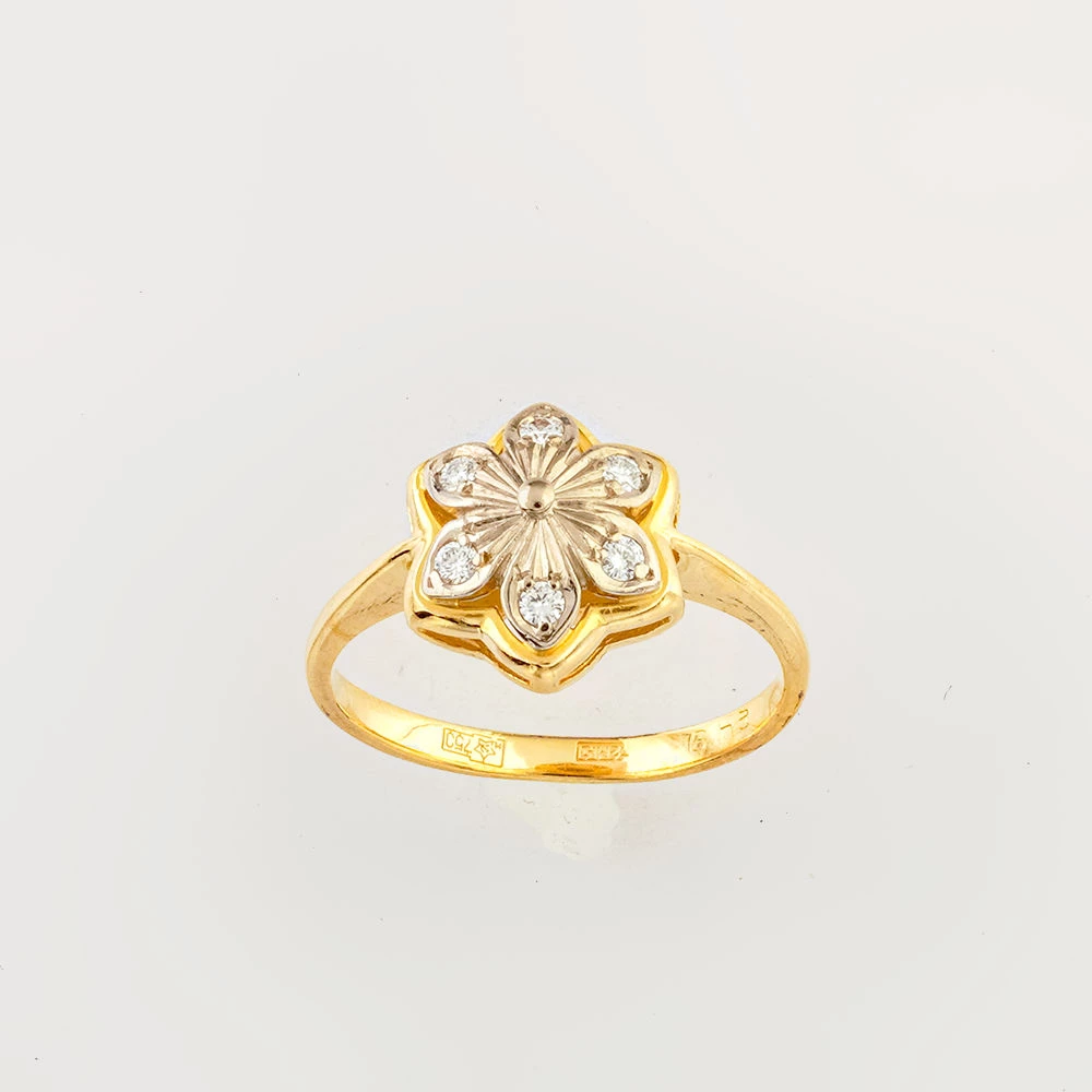 Кольцо с бриллиантом из желтого золота 750 пробы