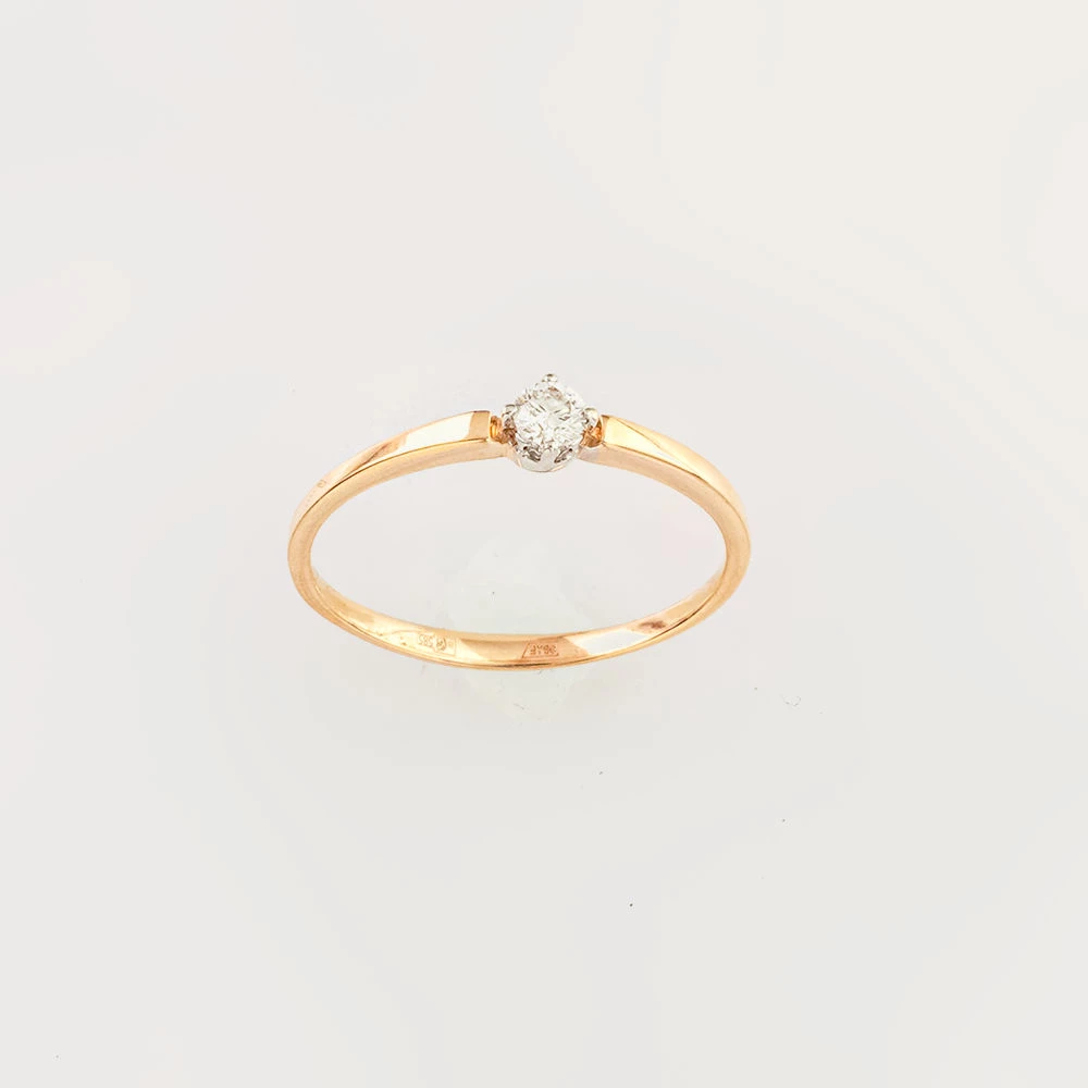 Кольцо с бриллиантом из красного золота 585 пробы