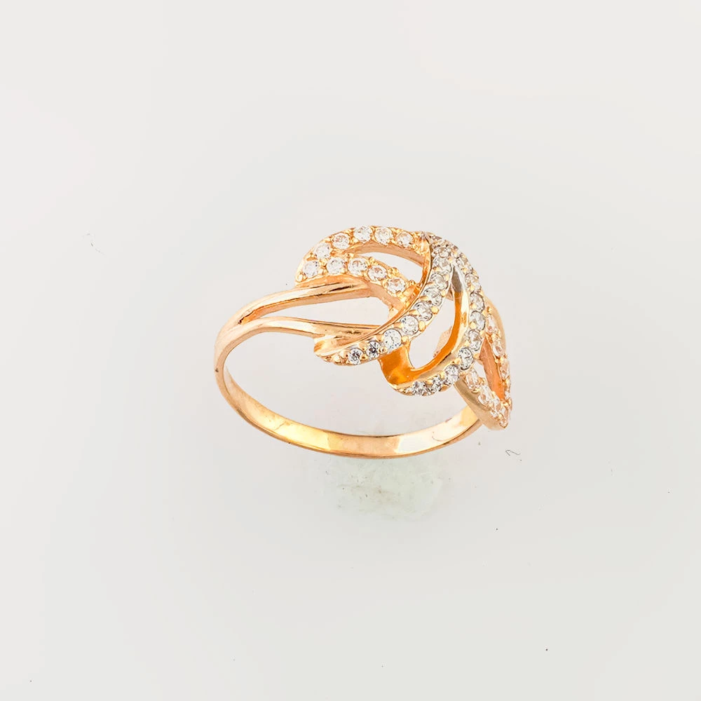 Кольцо с фианитом из красного золота 585 пробы