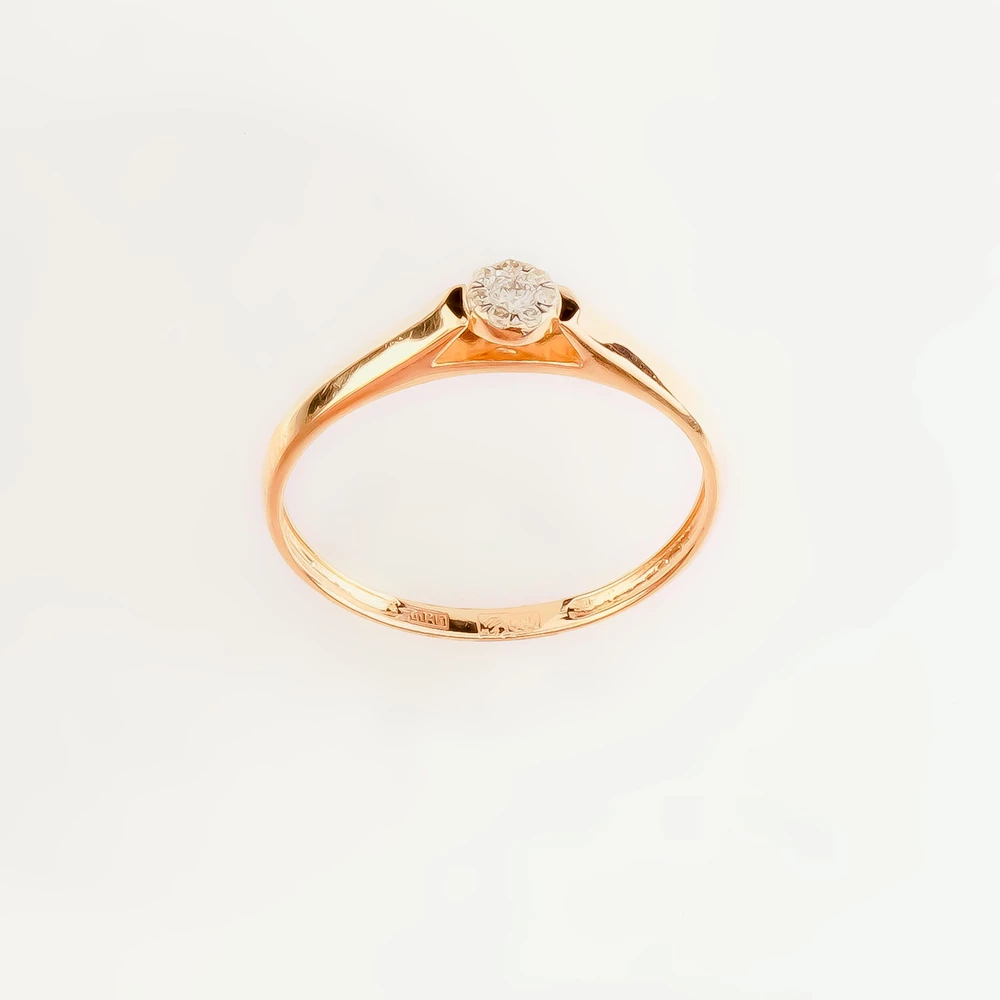 Кольцо с бриллиантом из красного золота 585 пробы