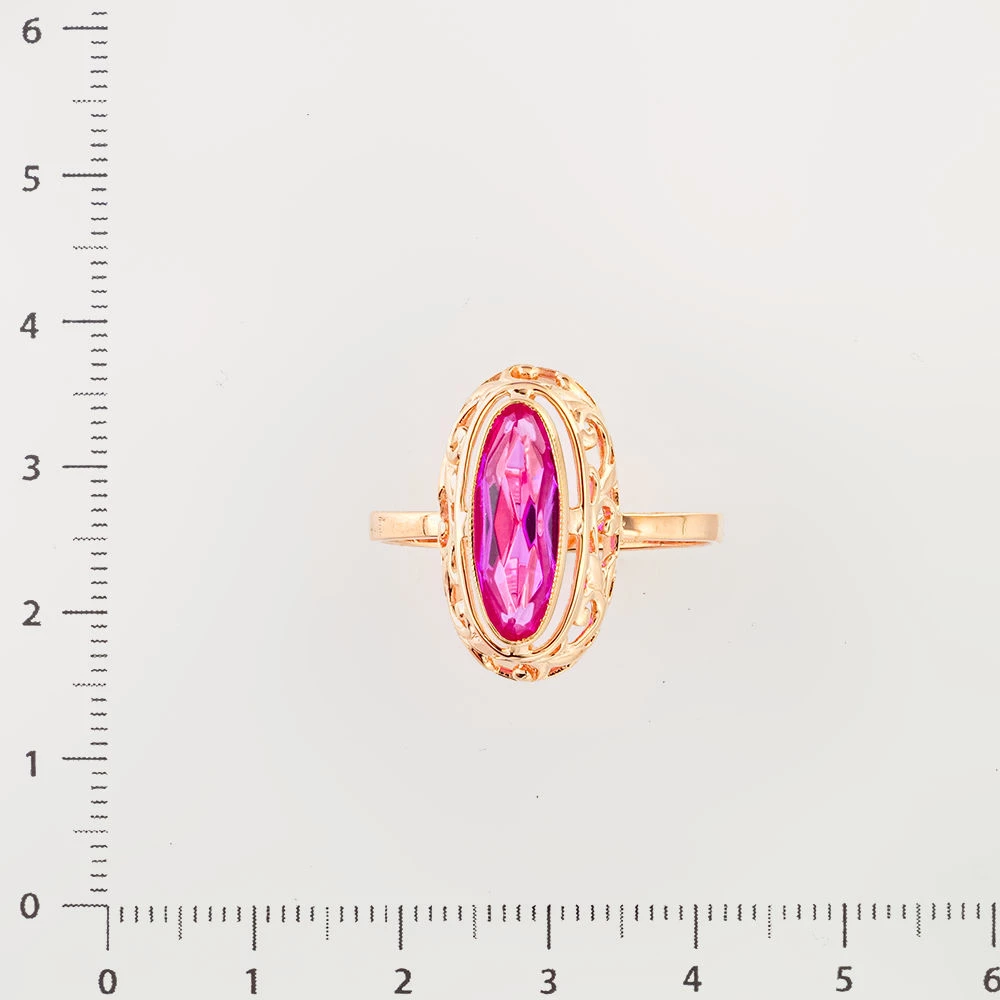 Кольцо с фианитом из красного золота 585 пробы