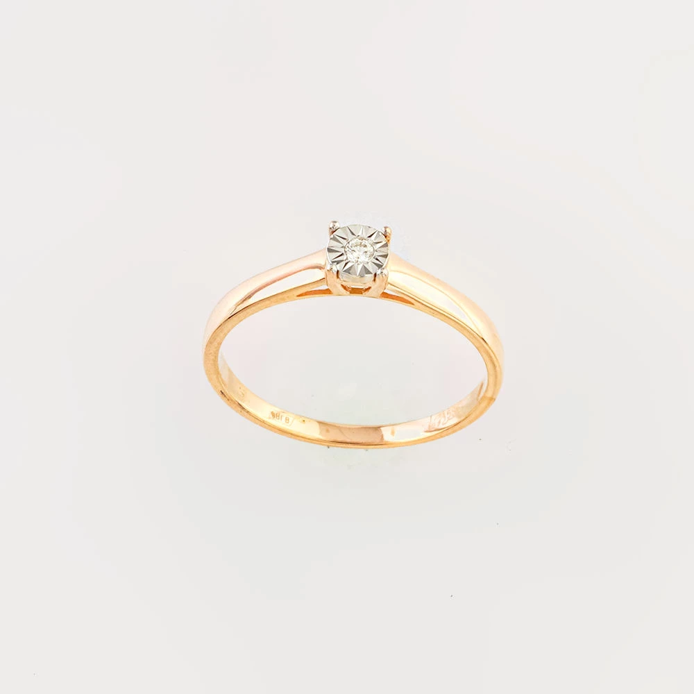 Кольцо с бриллиантом из красного золота 585 пробы