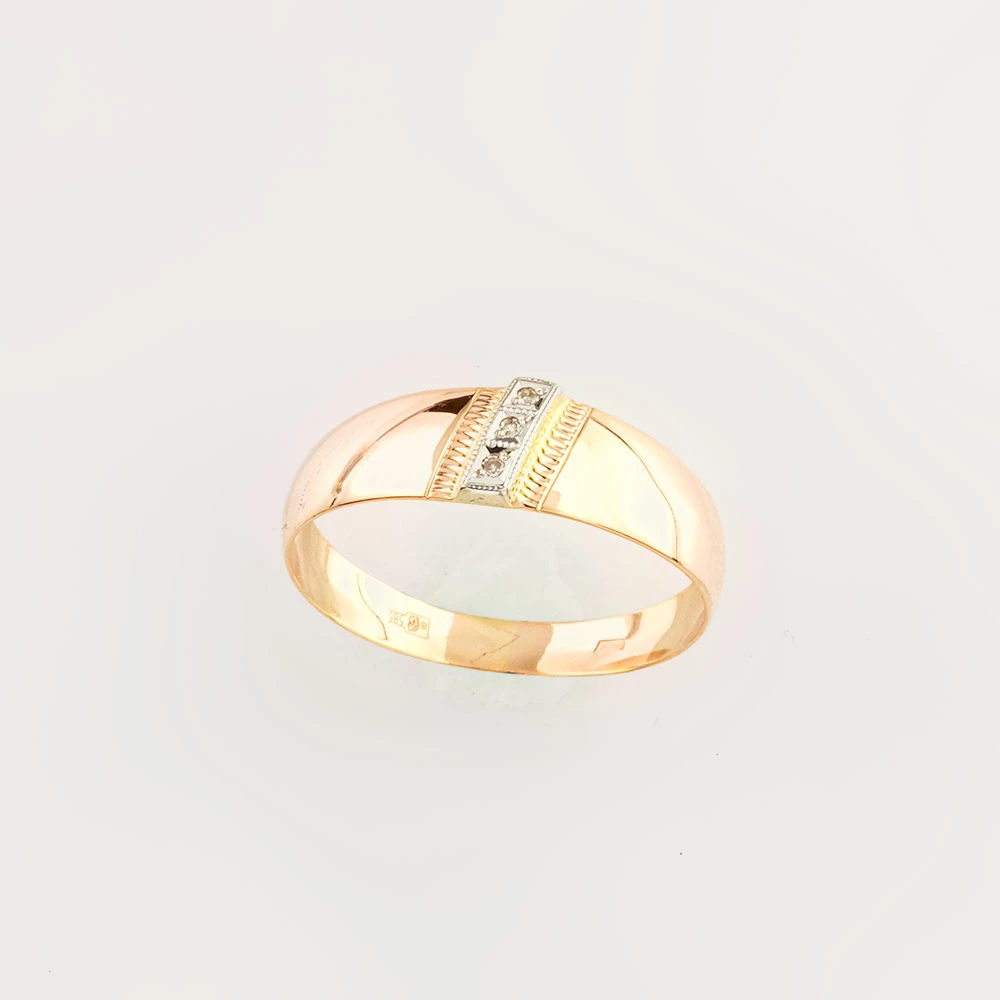 Кольцо с бриллиантом из красного золота 585 пробы