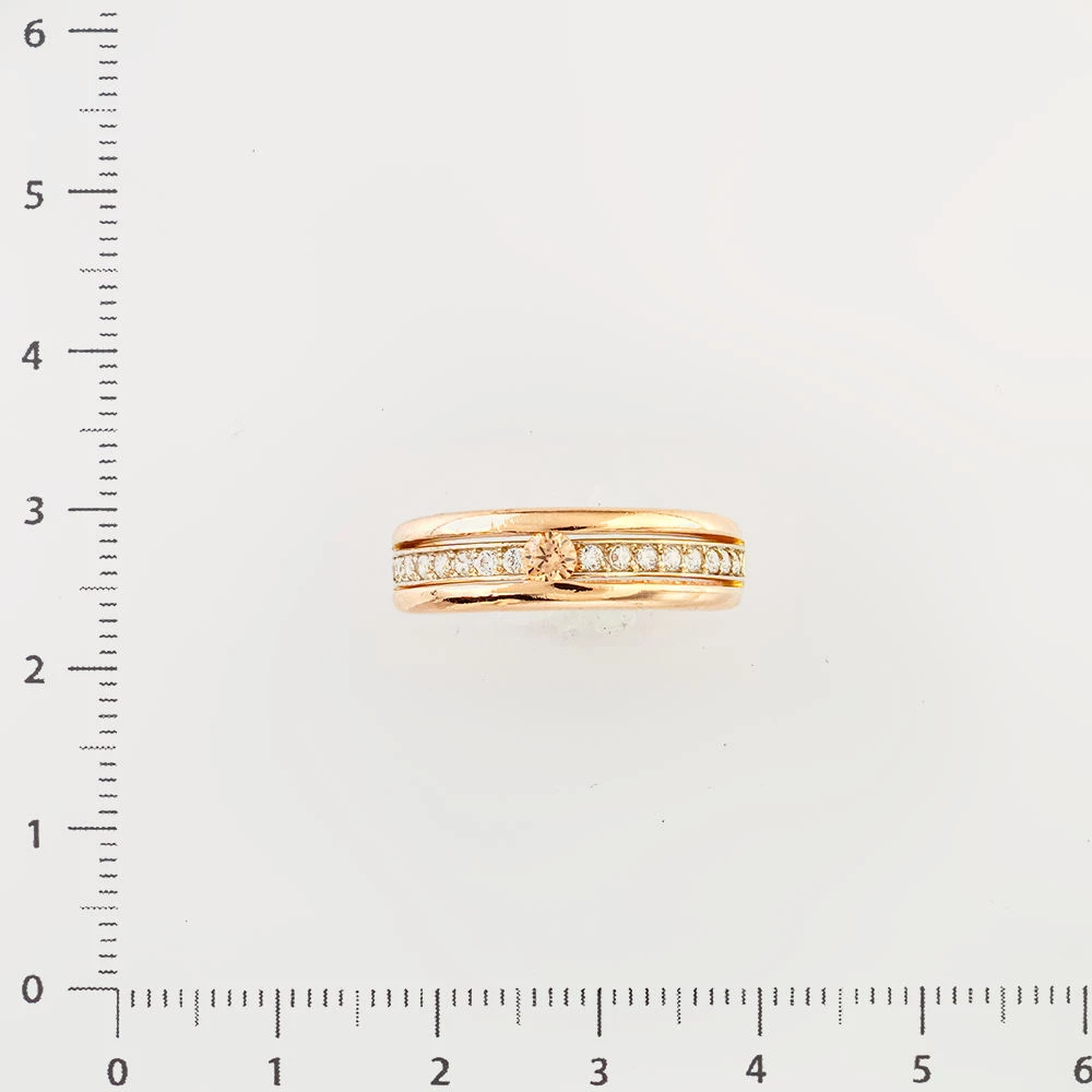 Кольцо с фианитом из красного золота 585 пробы