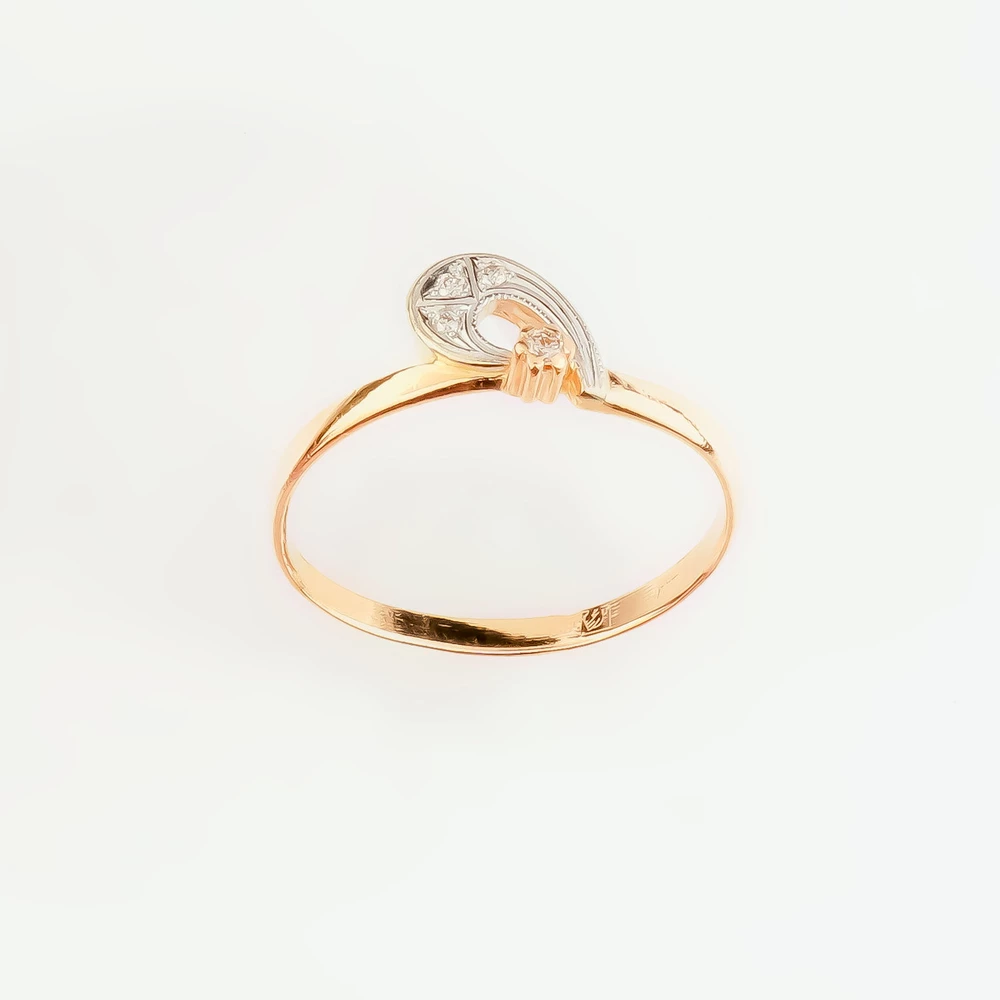 Кольцо с бриллиантом из красного золота 585 пробы