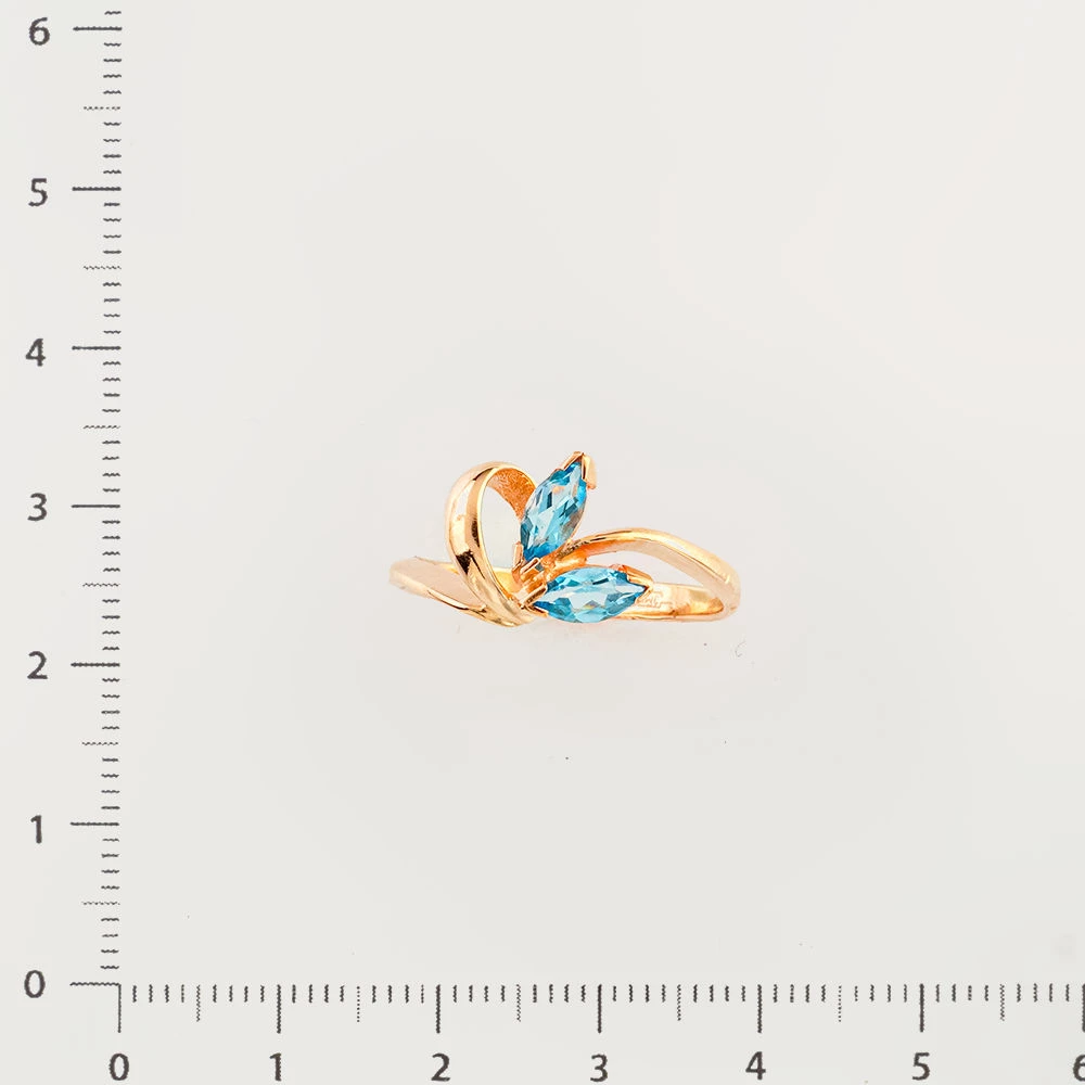 Кольцо с топазом из красного золота 585 пробы