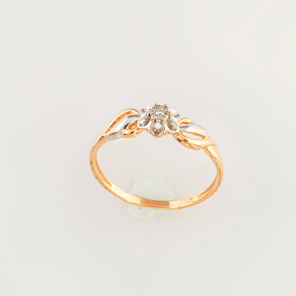 Кольцо с бриллиантом из красного золота 585 пробы