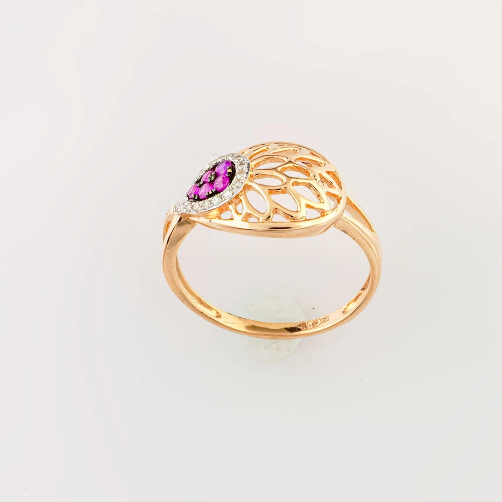 Кольцо с рубином из красного золота 585 пробы