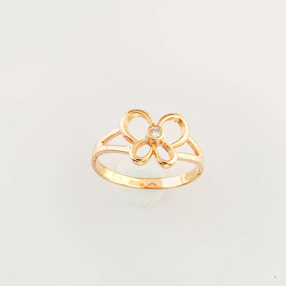 Кольцо с бриллиантом из красного золота 585 пробы