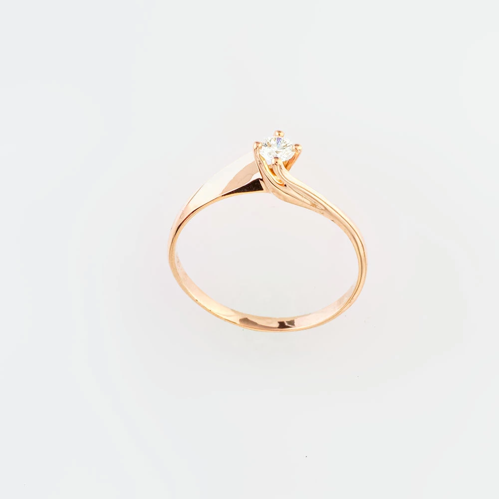 Кольцо с бриллиантом из красного золота 585 пробы