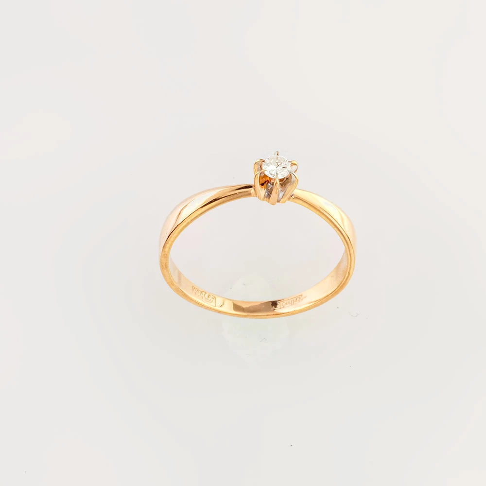 Кольцо с бриллиантом из красного золота 585 пробы