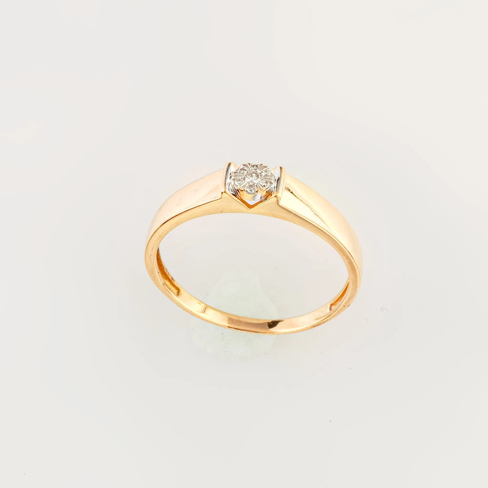 Кольцо с бриллиантом из красного золота 585 пробы