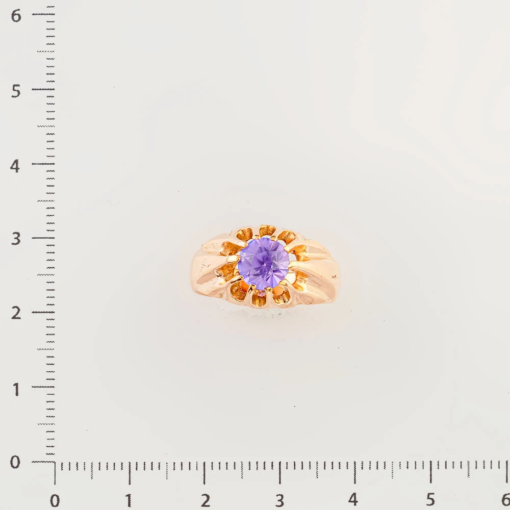 Кольцо с фианитом из красного золота 583 пробы