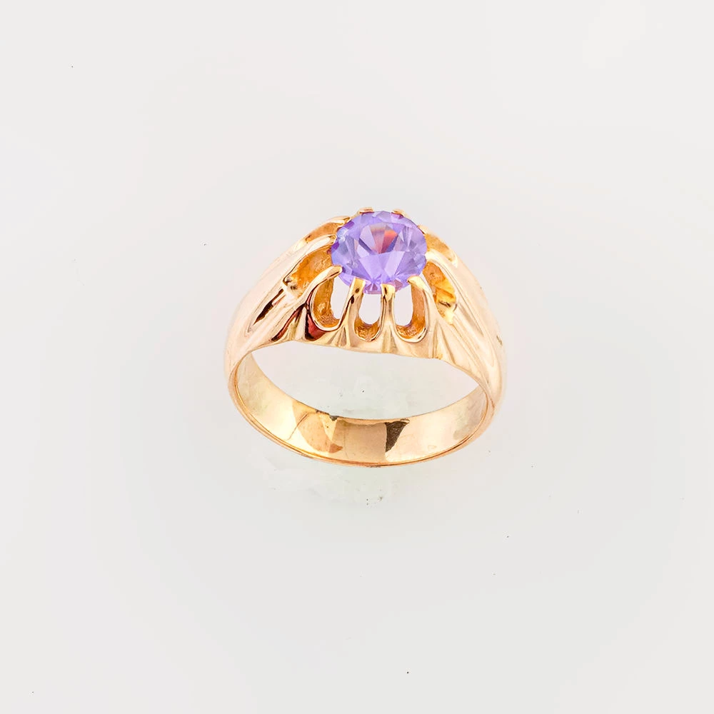 Кольцо с фианитом из красного золота 583 пробы