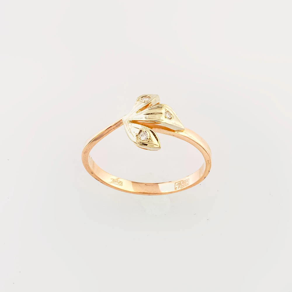 Кольцо с бриллиантом из красного золота 585 пробы