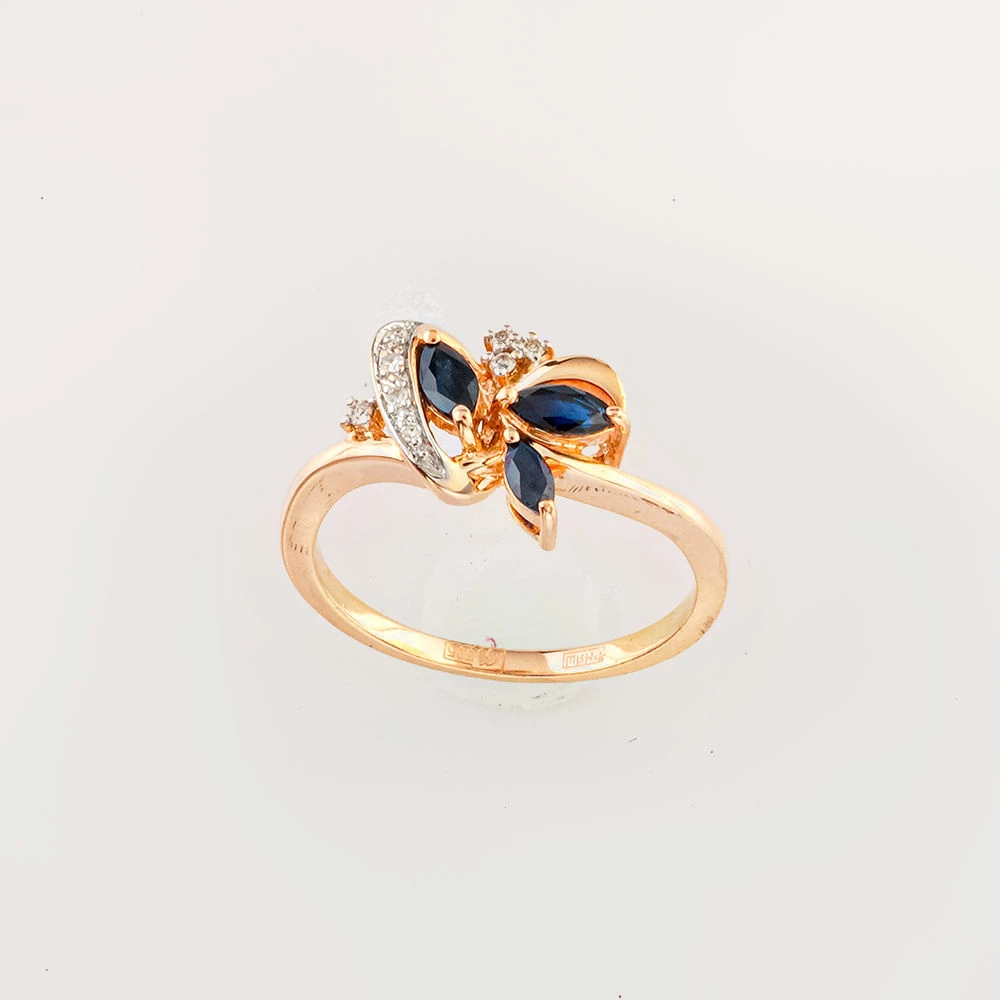 Кольцо с сапфиром из красного золота 585 пробы