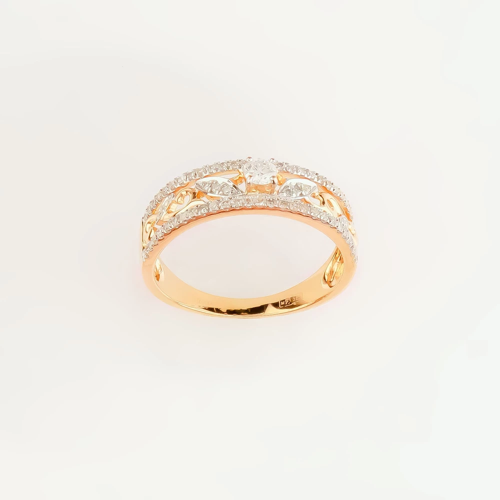 Кольцо с бриллиантом из красного золота 585 пробы