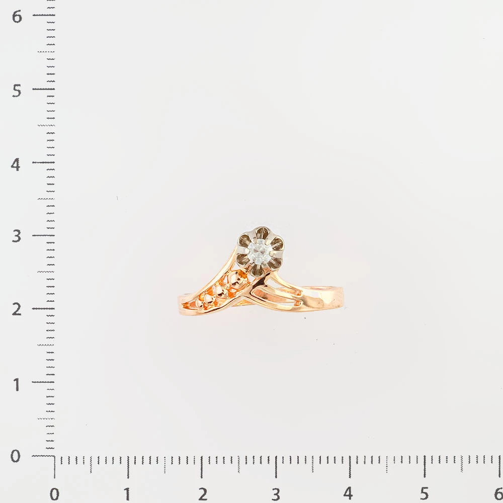 Кольцо с фианитом из красного золота 583 пробы