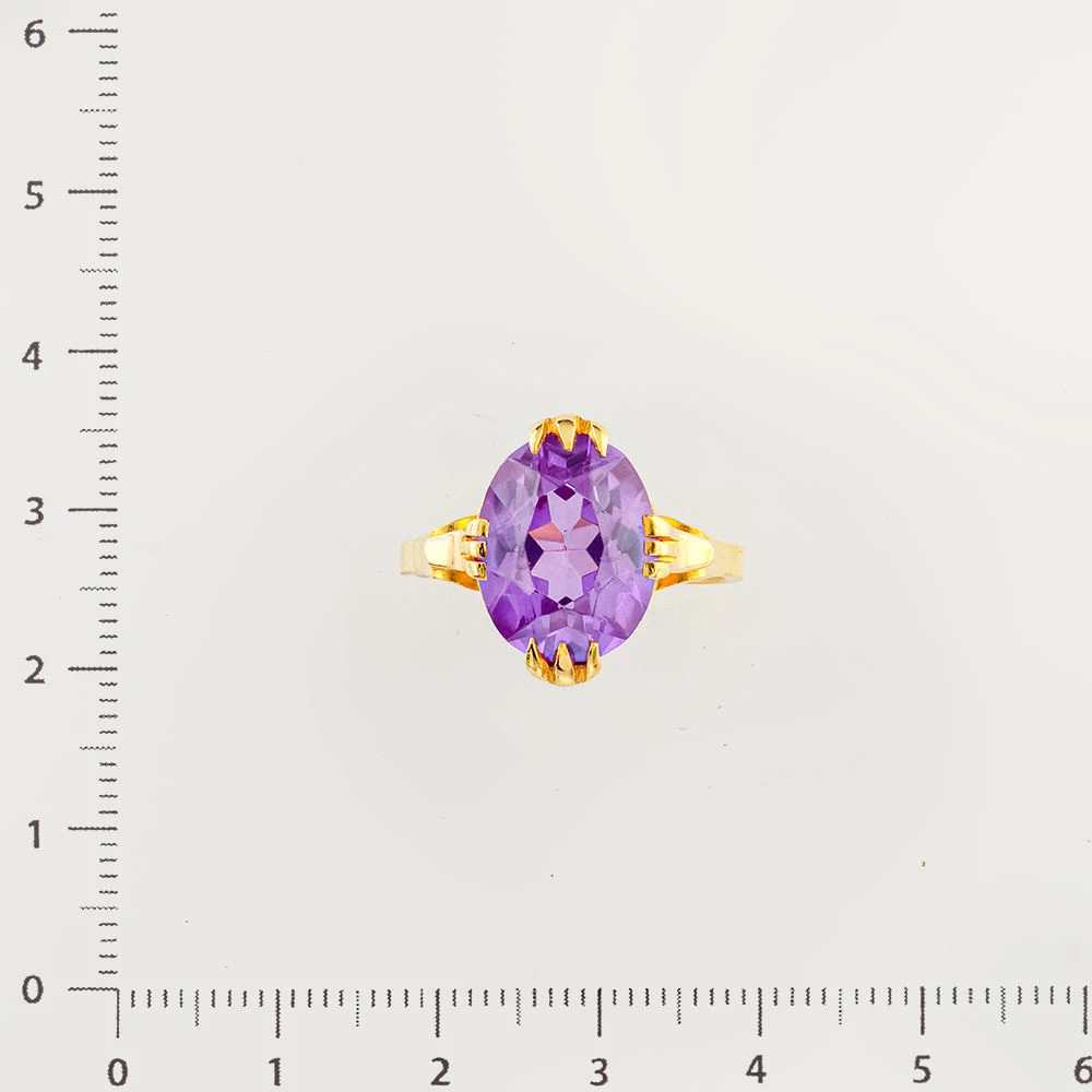 Кольцо с фианитом из желтого золота 750 пробы