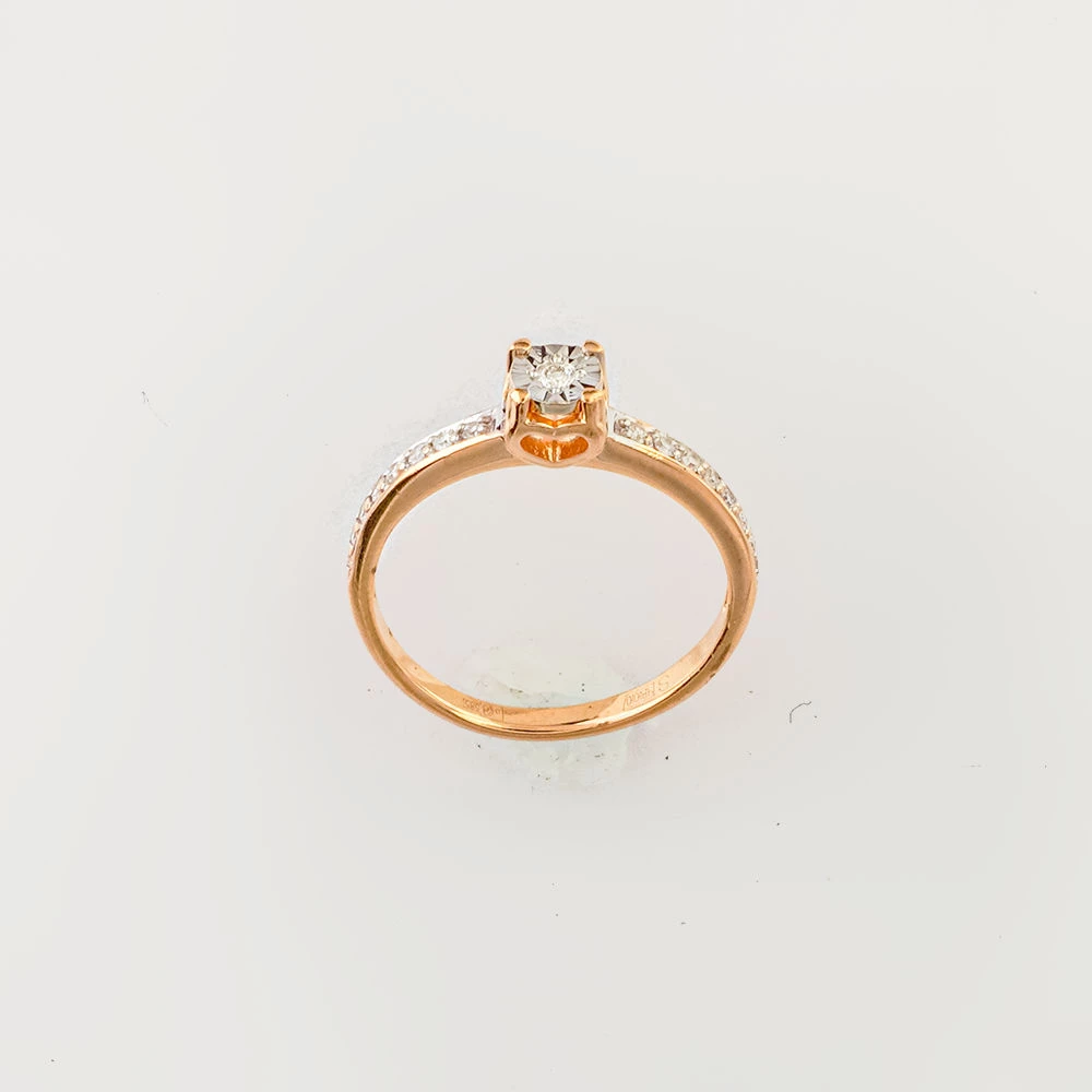 Кольцо с бриллиантом из красного золота 585 пробы