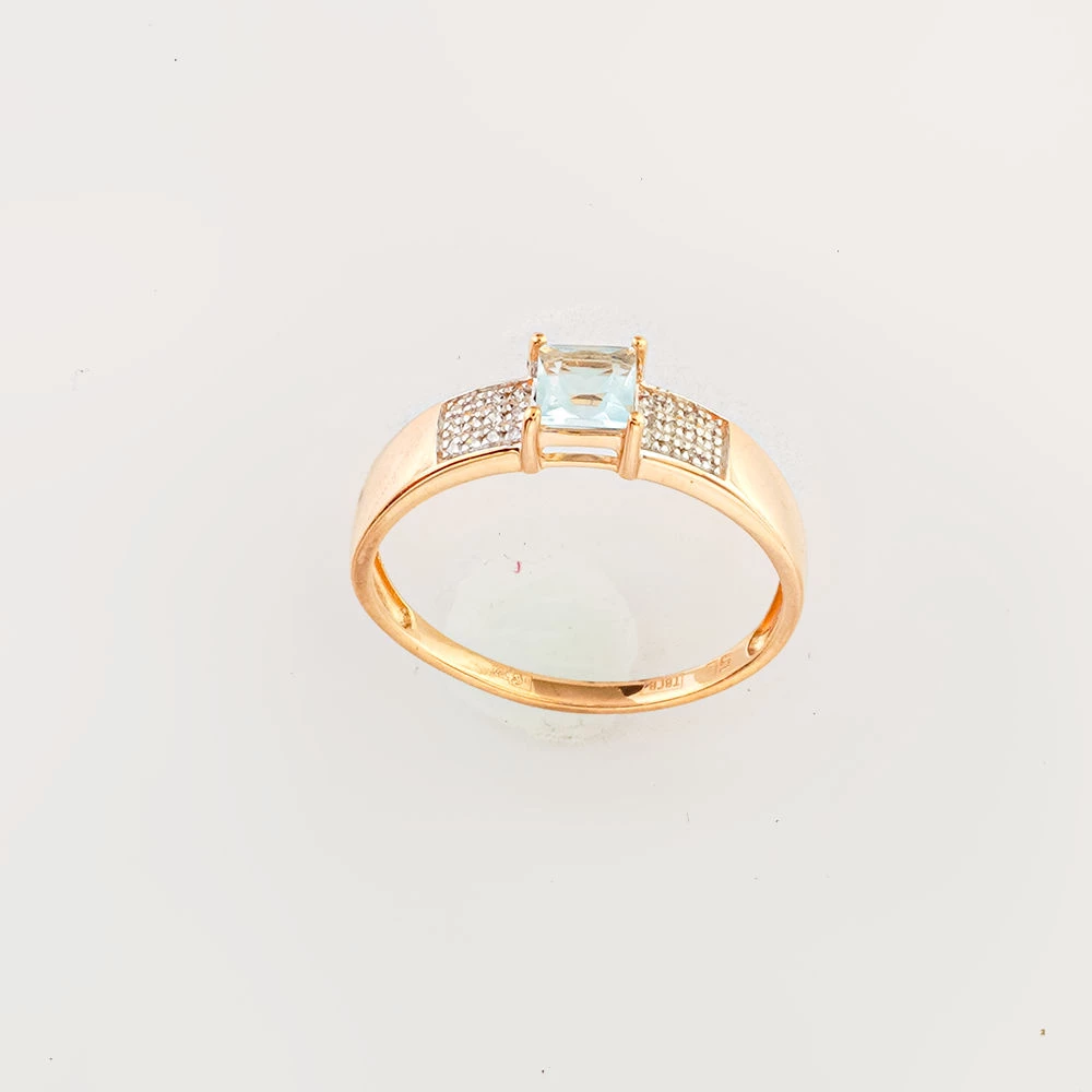 Кольцо с топазом из красного золота 585 пробы