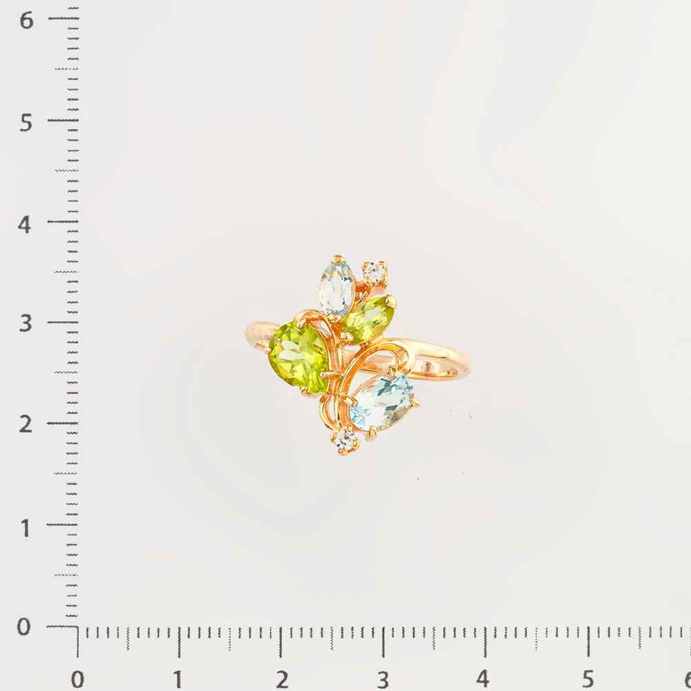 Кольцо с топазом из красного золота 585 пробы