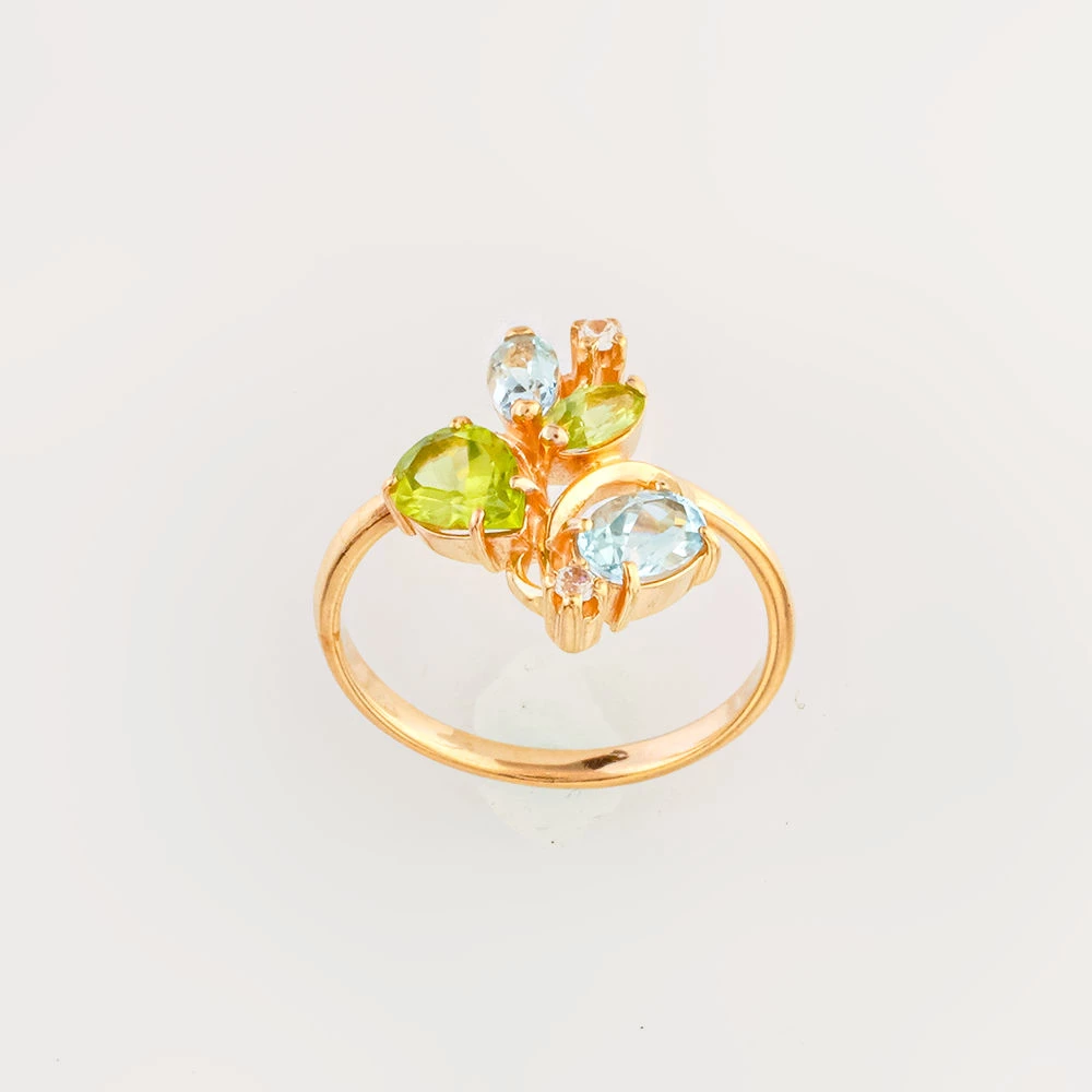 Кольцо с топазом из красного золота 585 пробы