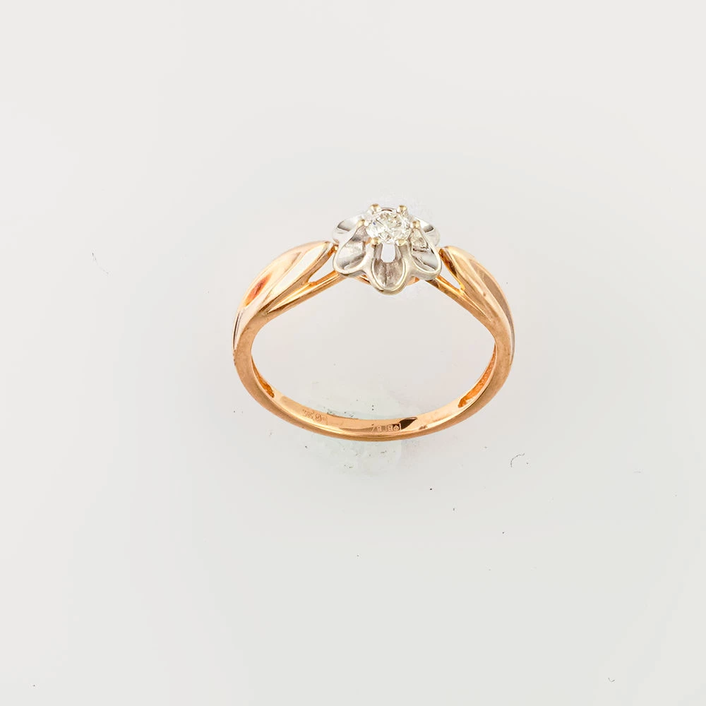 Кольцо с бриллиантом из красного золота 585 пробы