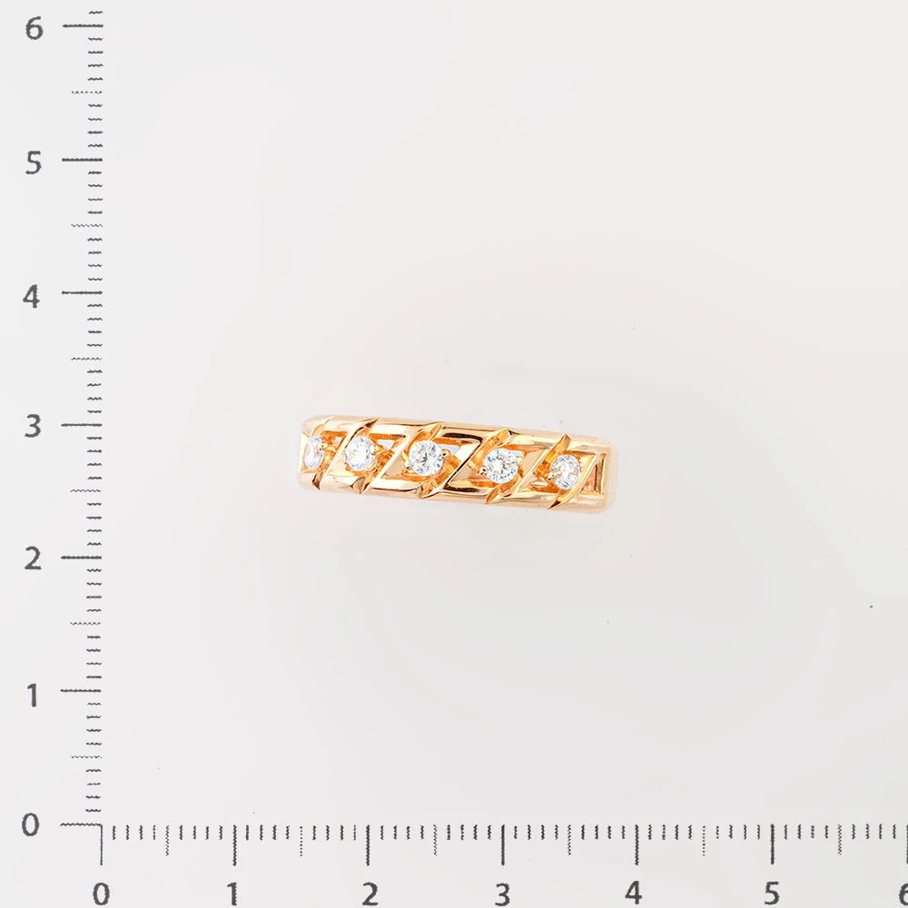 Кольцо с фианитом из красного золота 585 пробы