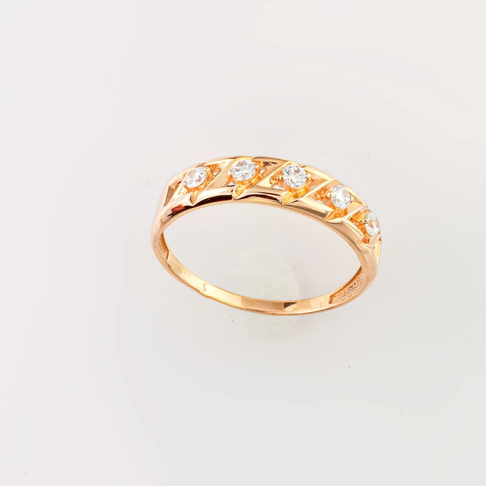 Кольцо с фианитом из красного золота 585 пробы