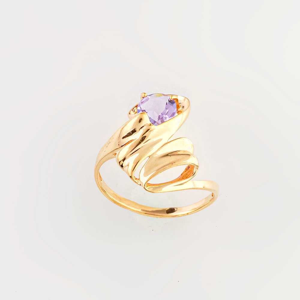 Кольцо с аметистом из красного золота 585 пробы