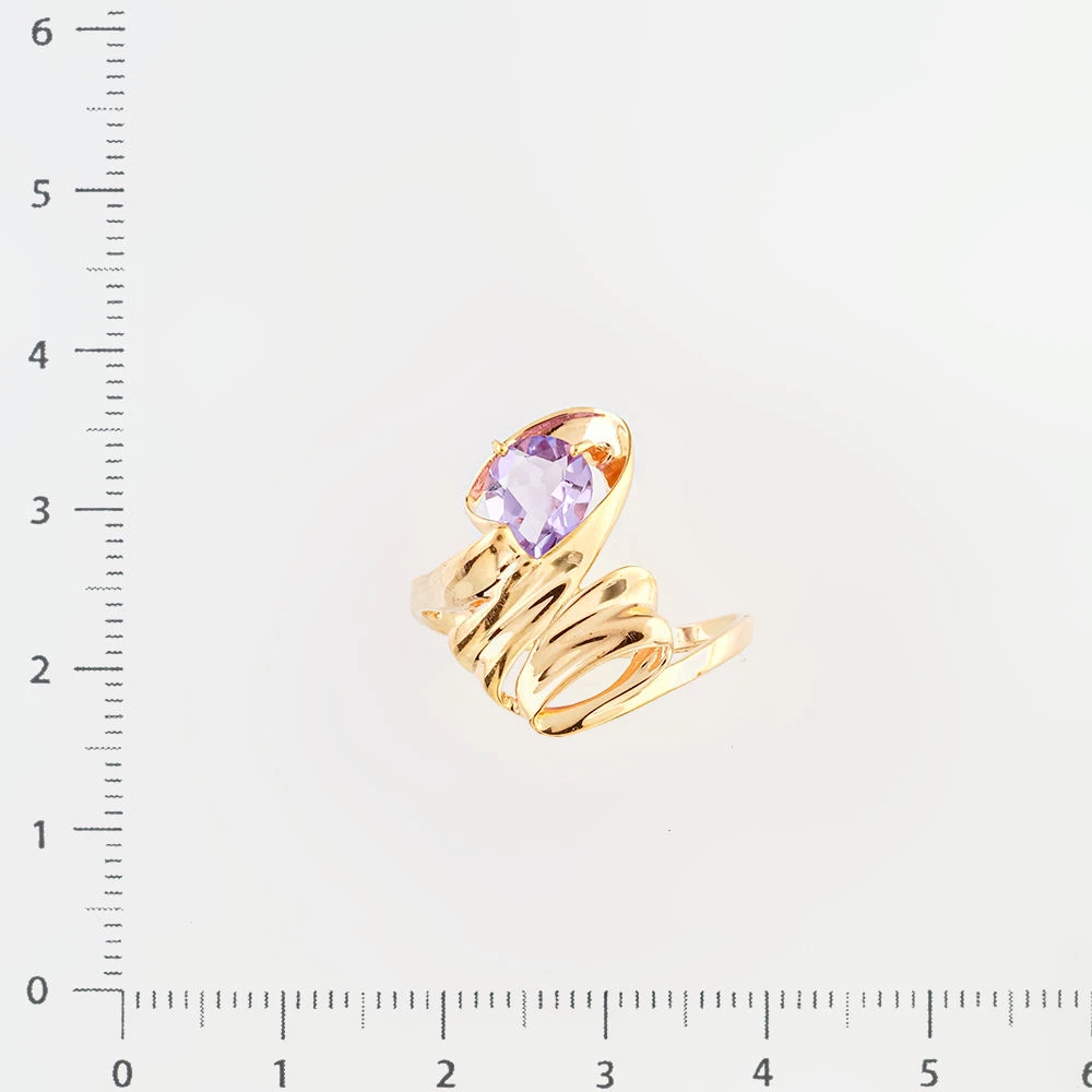 Кольцо с аметистом из красного золота 585 пробы