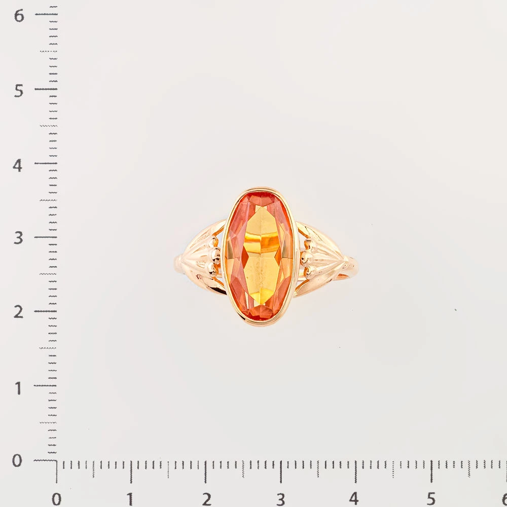 Кольцо с фианитом из красного золота 583 пробы