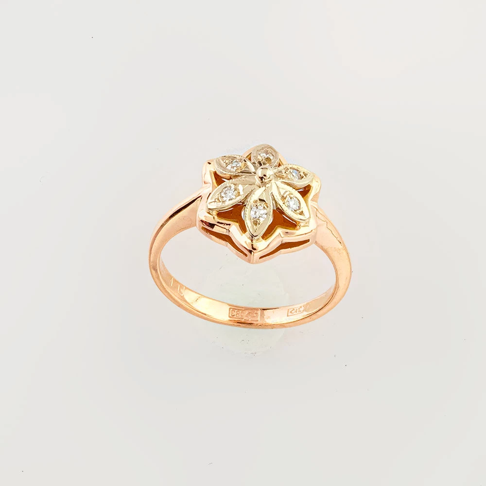 Кольцо с бриллиантом из красного золота 583 пробы