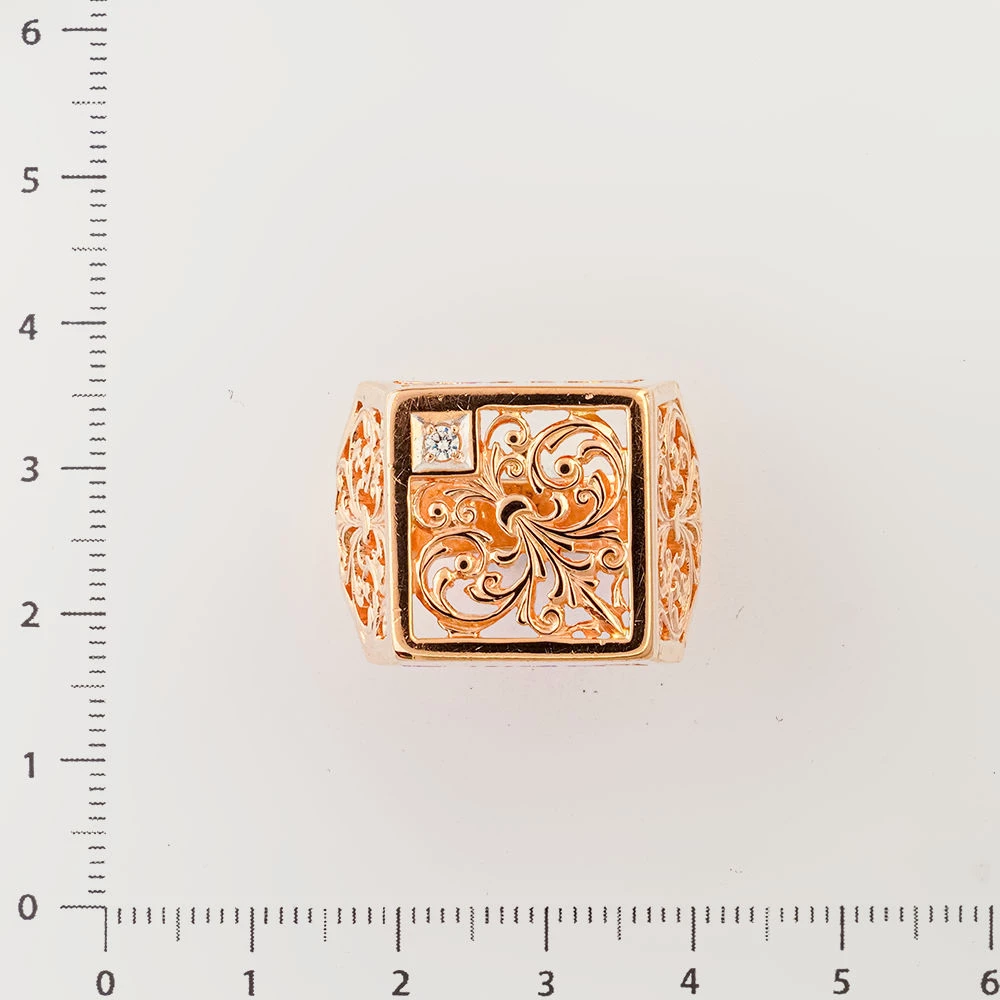 Кольцо с фианитом из красного золота 585 пробы