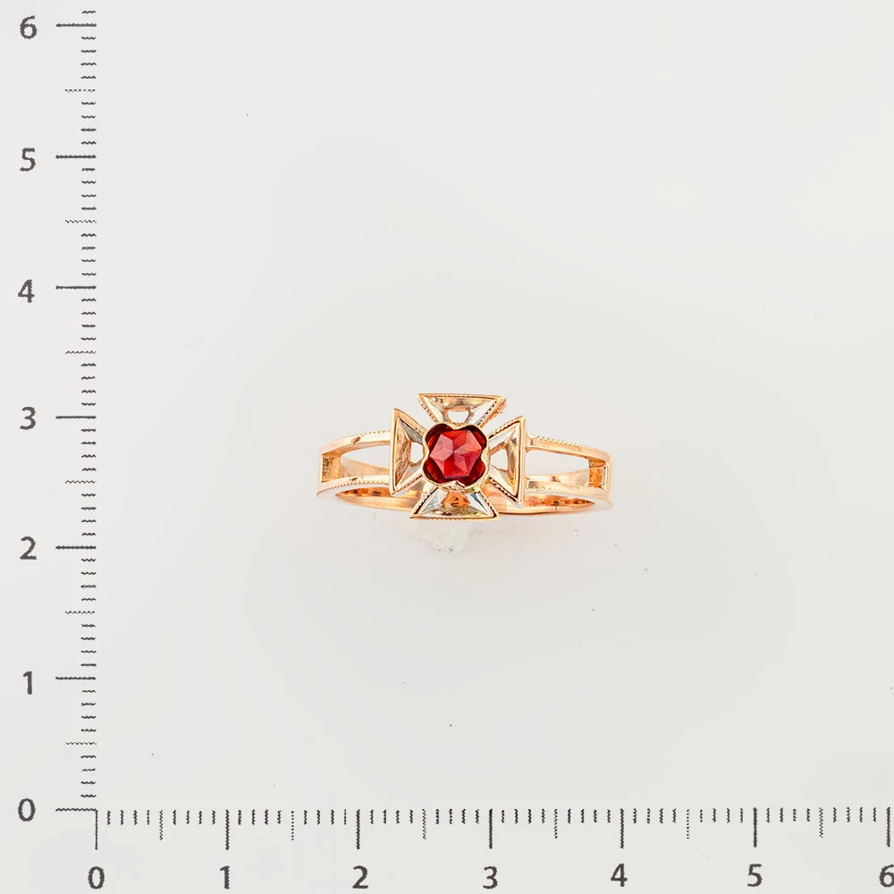 Кольцо с фианитом из красного золота 585 пробы