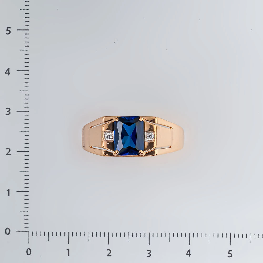 Кольцо с сапфиром синтетическим из красного золота 585 пробы
