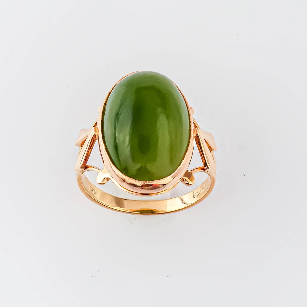 Кольцо с нефритом из красного золота 583 пробы