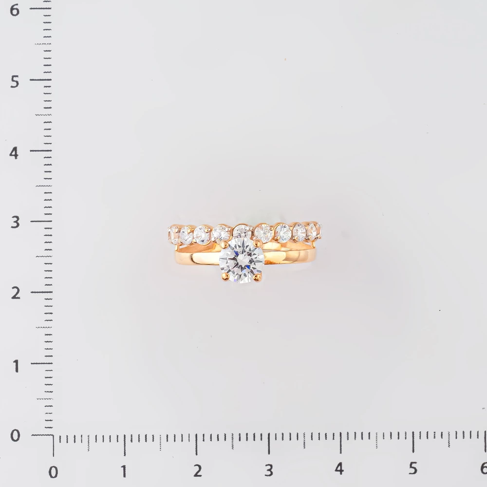 Кольцо с фианитом из красного золота 585 пробы