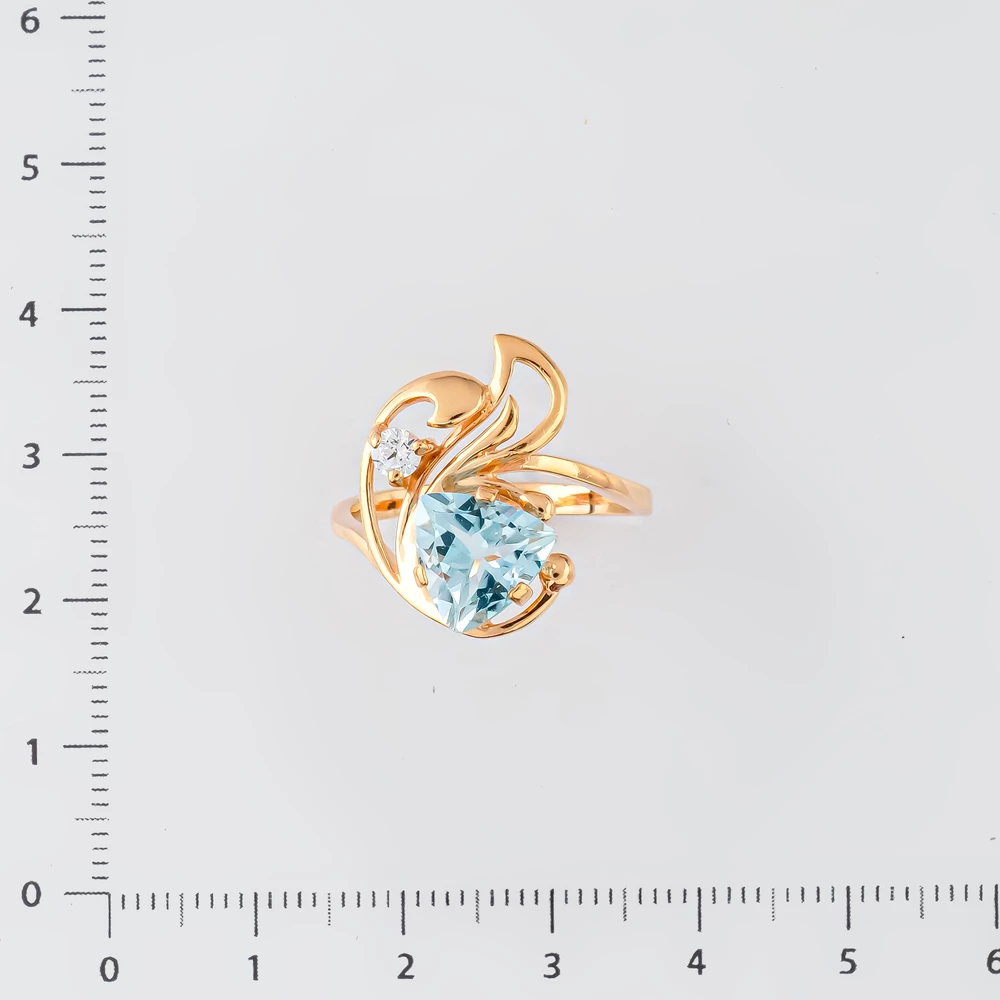 Кольцо с топазом из красного золота 585 пробы