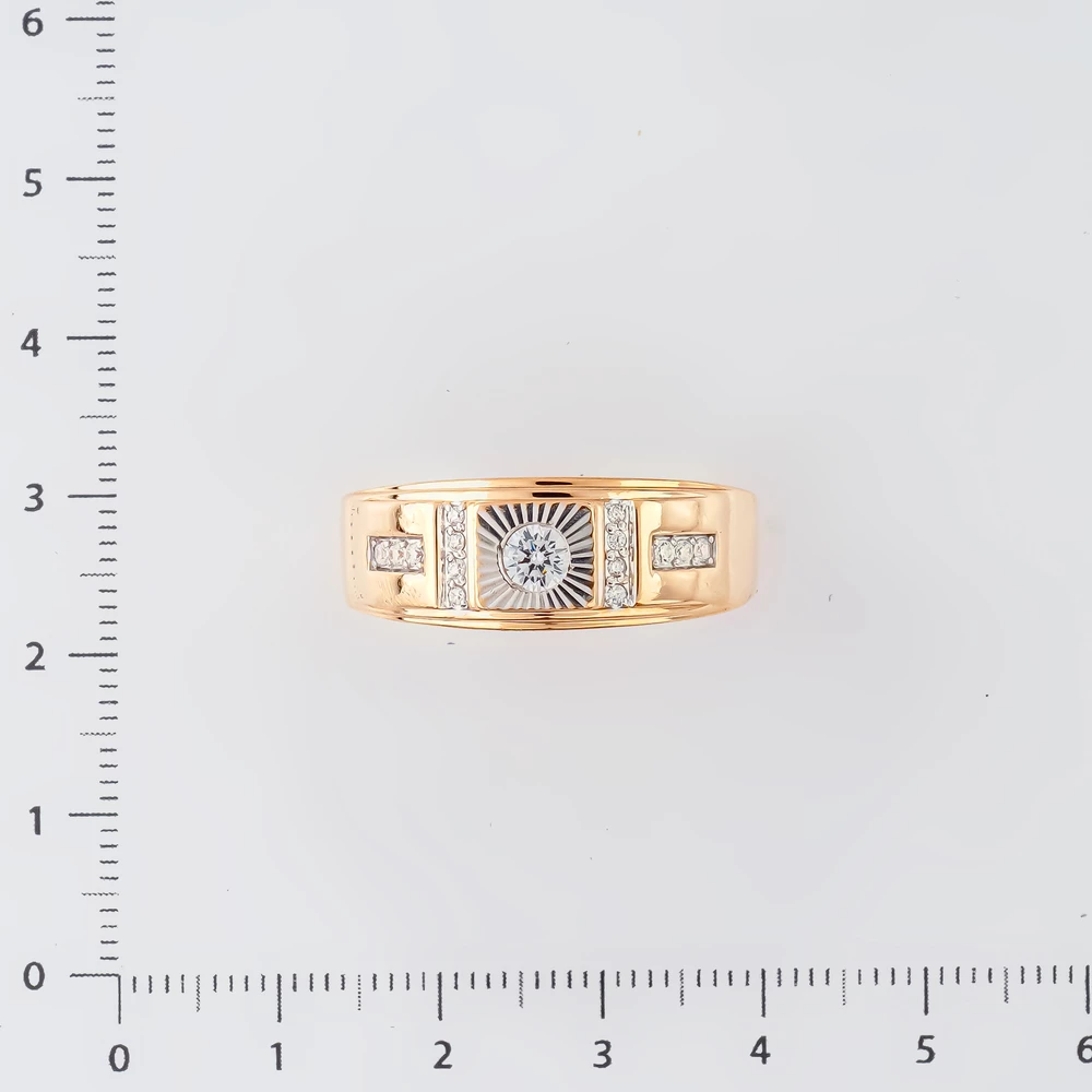 Кольцо с фианитом из красного золота 585 пробы